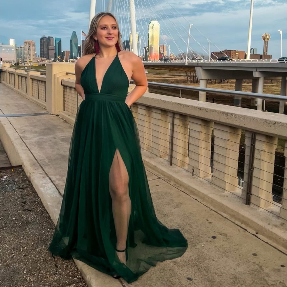 Luxxel Emerald Halter Maxi Dress